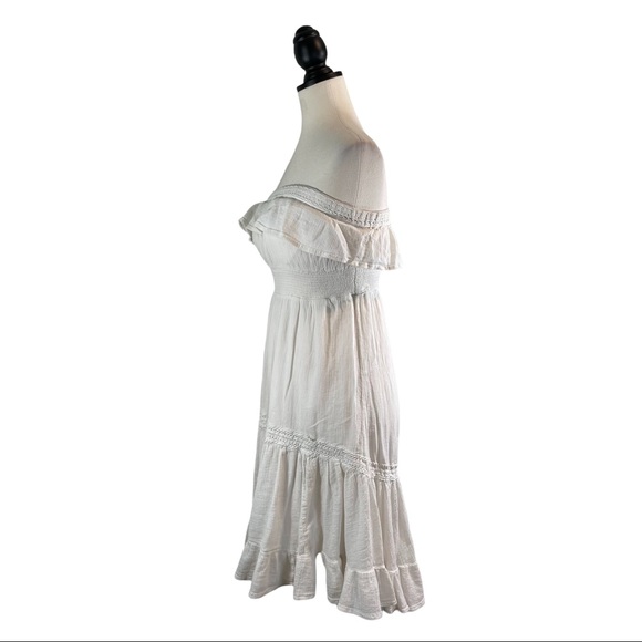 Anthropologie HD in Paris Strapless Dress Ivory Ruffle Tiered, Size XS - Picture 6 of 12
